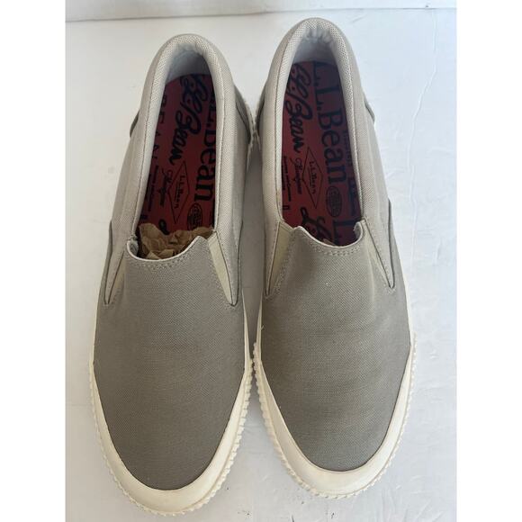 NWT L.L. Bean Men’s Gray and White Slip On Canvas Comfort Sneaker Shoes Sz 10.5M - Picture 4 of 11
